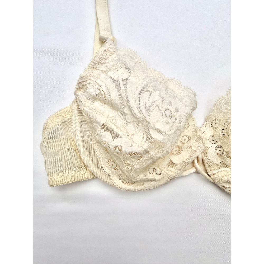 Vintage Victorias Secret Lace Bra 32B Butter Yellow Mesh Underwire 90s NWT USA - Picture 3 of 11
